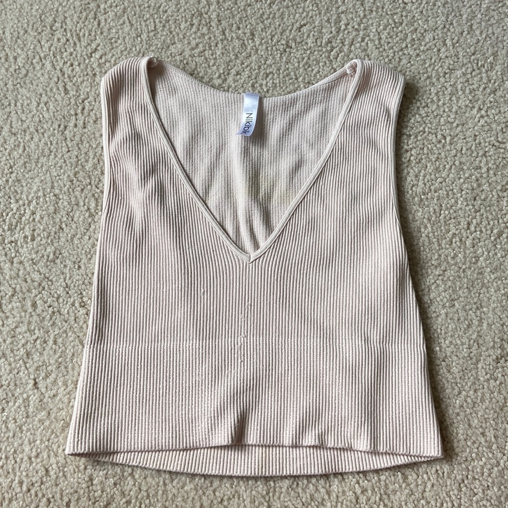 Nikibiki- tank- ribbed V neck- size S